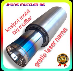 knalpot racing mobil big muffler tabung besar bahan stenlis suara  bas empuk
