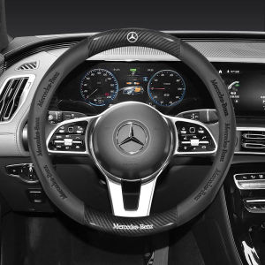 6D Carbon Fiber Leather Steering Wheel Cover For Mercedes Benz A B C E S Class AMG E200 W210 W203 W124 W204 W211 W123 W205 CLA CLS GLA GLB GLC GLE GLK Carbon Fiber Leather Steering Wheel Cover 38CM