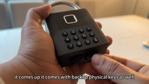 Heavy Duty Fingerprint Padlock with KeyPad Lock with Code Keypad Weatherproof SmartBluetooth Electronic Digital Combination Lock forGate Outdoor Fence Storage Unit Locker Shed Pool