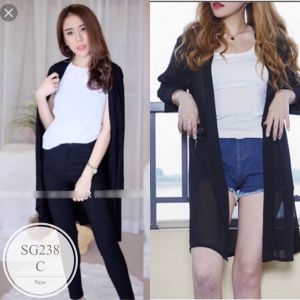 SS238 เสื้อคลุมตัวยาว ผ้าไหมยุโรปทอพิเศษเกรดคุณภาพ คัทติ้งสวยเนี๊ยบ