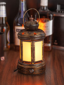 Bar Quiet Bar Ambience Light Table Lamp Retro Kerosene Barn Lantern Camping Portable Lamp Small Night Lamp Charging Desk Lamp Flame Lamp