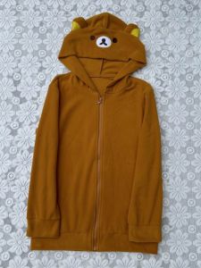 Cute Cartoon Light Bear Ears Hooded Zipper Polar Fleece Pajamas Tops Casual Pajamas Womens Autumn Outwear