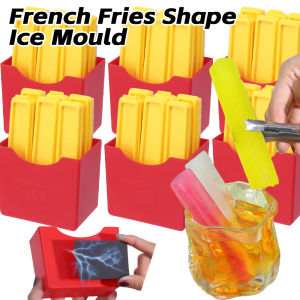6Pcs French Fries Shape Ice Cube Tray Long Ice Stick Tray Ice Mould Storage Box Homemade Juice Cocktail Bar Tools