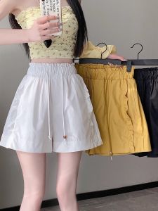 WANGGONGZHU | High Waist A-Line Wide Leg Casual Shorts Women Summer Outdoor Wear Drawstring Design Korean Style Princess Pants