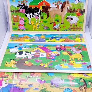 TAIYO Mainan Anak Puzzle Kayu 96 pcs Keping Animal Dino Jumbo Edukasi Wooden Jigsaw