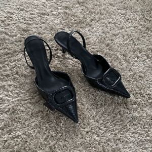 Fashion Black Leather Women Pumps Elegant Pointed Toe Office Work Ladies High Heeled Shoes 2025 Spring Dress Slingbacks Footwear