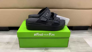 Giày dép crocs chuẩn xịn chống hôi chân nhựa tế bào êm mềm dẻo bền đi mưa lội nước đi biển đế xuồng 5cm blooklyn mid wedge quai cài khuy màu đen