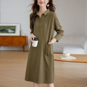 MaxMurny Fashionable Casual Sweatshirt Dress Womens Loose Comfortable Korean Style Spring Autumn New Arrival Gown
