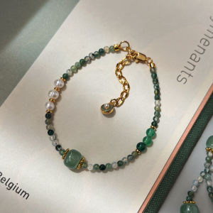 GOOYNN | Elegant Luxury Niche Freshwater Pearl Green Chalcedony Jadeite Bracelet