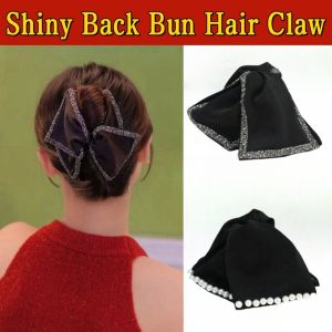 Shiny High-End Back Bun Hair Claw Satin Barrette Hair Clip Large Hair Claw Clip
