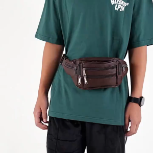 Mens Sports Waist Bag Shoulder Bag Fashion Beltbag Multi-function Outdoor Body Bag 100% Genuine Leather Waist bag