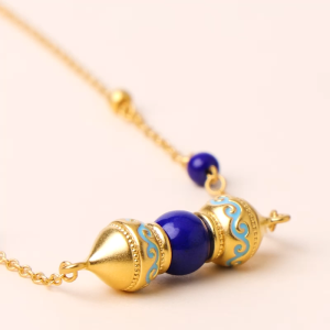 CHOW SANG SANG 周生生 999 24K Solid Gold & Lapis Lazuli Necklace for Women Size 47cm 95613N