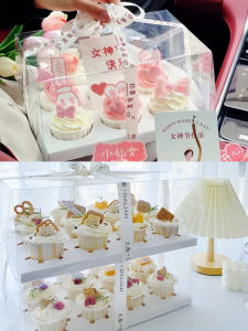 Transparent PET Coated Paper Cup Cake Packaging Box Pastry Cupcake Holder 6 Compartments Baking Cooking Kitchen Tool