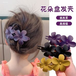 Elegant Floral Hair Clip Matte Finish Hair Accessories Gentle Korean Style Updo Hairpins Versatile Hair Accessories