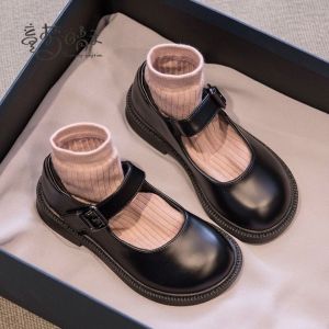 Shoes For Girls Kids Black Princess Leather Soft Bottom Students Performance Pumps All-Matching School Kid Shoes