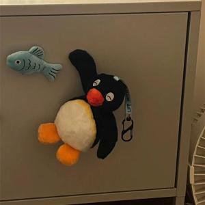 Pingu Penguin Plays My Day Series Sticking Tongue out Fishing Goose Cute Girls Gifts Figurine Doll Pendant