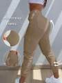 Sale! Women’s Khaki High Waist Cargo Jeans Slim Fit With Pocket Street Style Fashion. 
