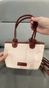 Chebi Chic Woven Straw Tote Bag - Casual White Bucket Bag for Women