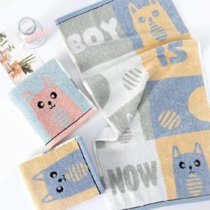 ( 34-74CM ) Cute Cat Pattern Cotton Towel Soft Bath Towel Rectangle Towel Sweat towel Soft Water Absorption Towel Student towel For Childrens Towel or Adult Towel