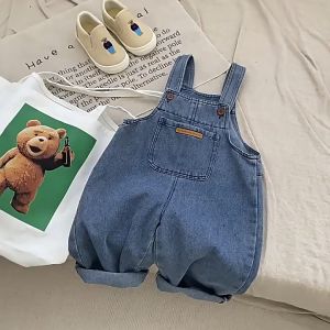 Boys Strap Pants 2023 Baby Spring and Autumn Jeans Girls Simple Pants Trend