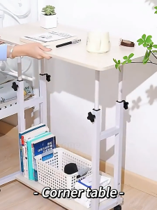 「COD」Adjustable Portable Standing Computer Laptop Desk Bed Side Table wood with wheel bedside table home living furniture