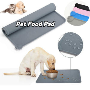 Pet Food Mat with High Lips Silicone Non-Stick Waterproof Dog Food Feeding Pad Puppy Feeder Tray Water Cushion Placemat