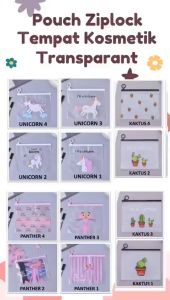 EFWJ07 Tas Kosmetik Transparan Pouch Make Up Motif Unicorn