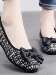 Beijing Old Style Flat Bottom Womens Shoes Polyurethane Spring Summer New Model Korean Version Black Flats Comfortable Mom Shoes