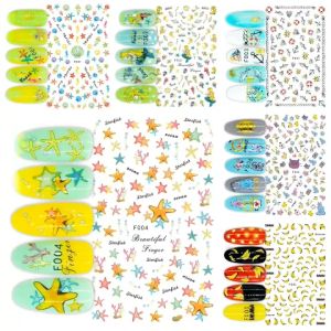 Sticker Dán Móng Tay 3D Dạng Decal Dán Chống Nước Hoạ Tiết Sinh Vật Biển / Chuối Banana / Mèo Sweet /  Nails sticker Series F002 - F006