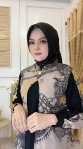 (BISA COD)Gamis batik Motif Terbaru modern premium dress muslim gamis batik kombinasi