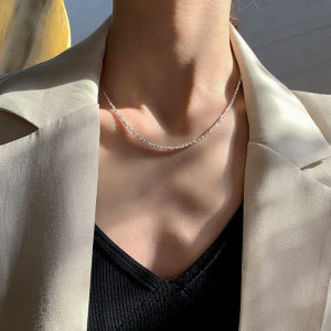 Silver original italy 925 Silver Colour Sparkling Clavicle Chain Choker Necklace Collar For Women Fine Jewelry Wedding Party Birthday Gift