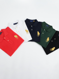 Áo Thun Polo Tay Ngắn Thêu Chữ YUESang Trọng Lịch Sự Dành Cho Nam Thường Ngày Thể Thao Cổ Polo Trang Trí Cài Nút Chất Liệu Khác