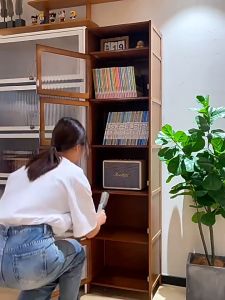 Narrow Cabinet With Door Dust Proof Grid Cabinet Standing 2/5/6 Layers Cabinet Storage Cabinet Shelf Bookshelf