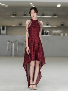 Elegant Sequin Evening Dress Womens New Style Shoulder Tassel Queen Atmosphere Long Front Short Back Dress High Quality Fabric