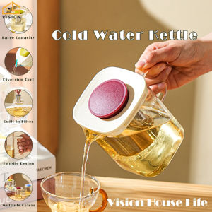 Vision กาน้ำชาแก้วสี่เหลี่มขนาด1ลิตรเหยือกทำชาเย็นที่แช่สมุนไพรทนอุณหภูมิฝาสุญญากาศปลอดภัยบนเตาอบหม้อแก้วบอโรซิลิเกตสำหรับชากาต้มน้ำพร้อมที่กรอง