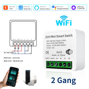 100-240V Wifi Switch Module Tuya Smart Life 1/2 Gang Light Switch Remote Automatic Relay Breaker for Alexa Google Yandex 16A