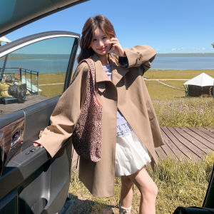 Pearl White British Style Womens Coat Loose Fit Midi Length New Autumn Fashion Retro Popular Windbreaker Commute Korean Style