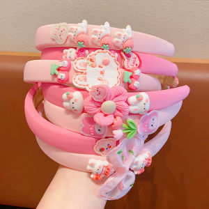 Pink Sponge Rabbit Hairband for Kids Non-Tightening High Skull Baby Girls Hair Accessories Korean Style Childrens Accessories