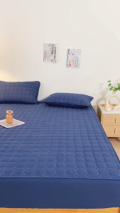 Waterproof Mattress Protector Non-slip Fitted Sheet Plain Pure Cotton sizes Anti-Slip  Leaf Design Bed Cover