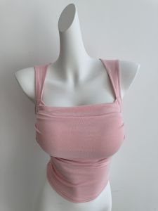 Slimming Square Collar Vest Top Womens Fashion Cotton Short Sleeve Tank Top with Chest Pad Cover Side Breast Flaws