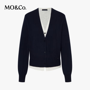 MO&Co. | Washable Two-layer Look Merino Wool Knit Cardigan