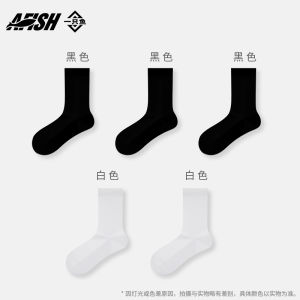 Pure Cotton Mid-Calf Womens Socks Anti-Bacterial Odor-Resistant No-Cuff Autumn Winter Spring Black White Comfortable Breathable