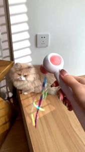 AP AIMAYAPET Cat Teaser Stick Toy Bell Feather Retractable Laser Pointer2 in1 Pet Funny Interactive Toy