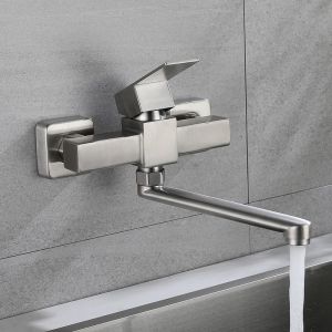 AZOS | Wall-Mounted Kitchen Faucet with Cold and Hot Water Washbasin Showerhead for Laundry Pool Home Use