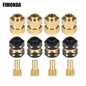 4Pcs Brass 7mm Hex Hub Extenders with Nuts 1.0 Wheel Rims Adapter for 1/24 RC Crawler SCX24 Bronco C10 Gladiator AX24 Upgrade
