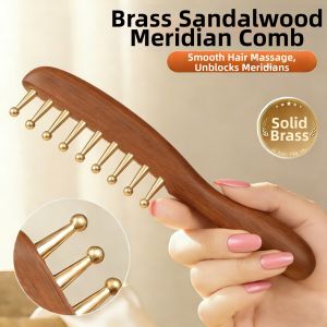 JIFANPAUL | Brass Tooth Sandalwood Anti-static Hair Loss Long Hair Massage Comb