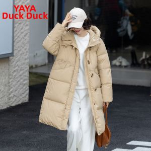 YAYA | Fashion Versatile Hooded Thicker Womens Long Down Jacket
