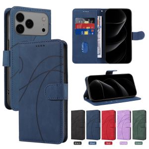 Magnetic Leather Wallet Flip Case for iPhone 17 16e 16 15 14 13 12 11 Pro XS Max 8 7 Plus Air Phone Cover Curve Line Shockproof