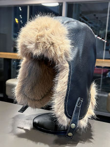 Outdoor Windproof Cycling Ushanka Northeast PU Leather Stuffed Earmuffs Hat Men and Women Winter Thicken Thermal Pilot Cap