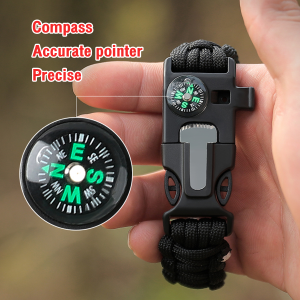 Outdoor Survival Bracelet with Compass Whistle 3.2m Rope Flint Fire Starter Paracord Bracelets Emergency Camping Bracelet